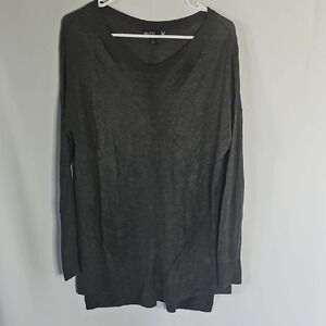 Valette Womens Charcoal Grey Wool Blend Knit Scoop Neck Sweater Top‎ Small